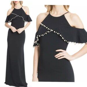 BADGLEY MISCHKA Dress Gown Formal Long Evening Wedding 4 Small Luxury Pearls NWT